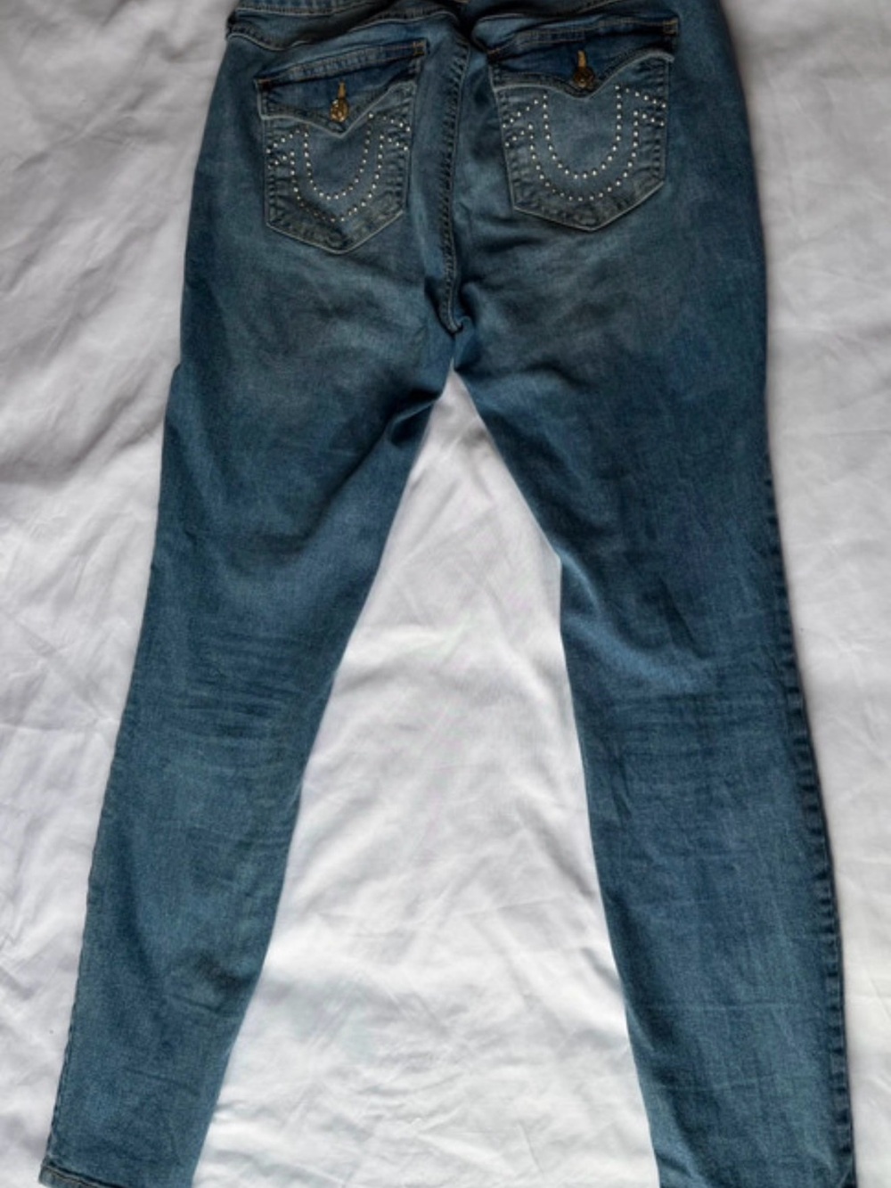 True Religion Blue Skinny Jeans with Studded Back Pockets